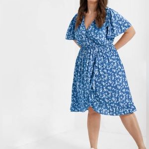 Ditsy Floral Ruffles Elastic Waist Wrap Dress